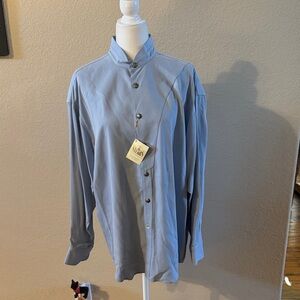 Stubbs Western Cowboy pale Blue Button-Up Shirt banded collar sz Medium